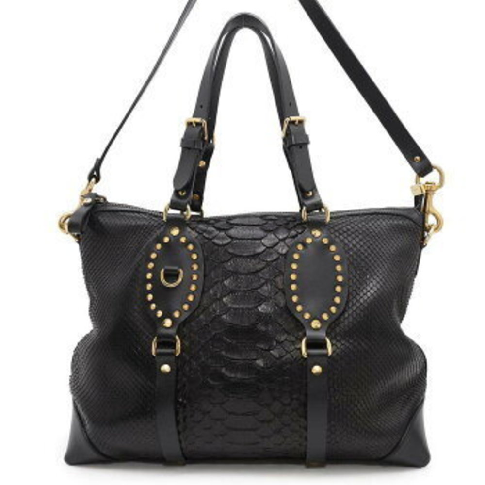 Gucci Studded Python Shoulder Bag Black s